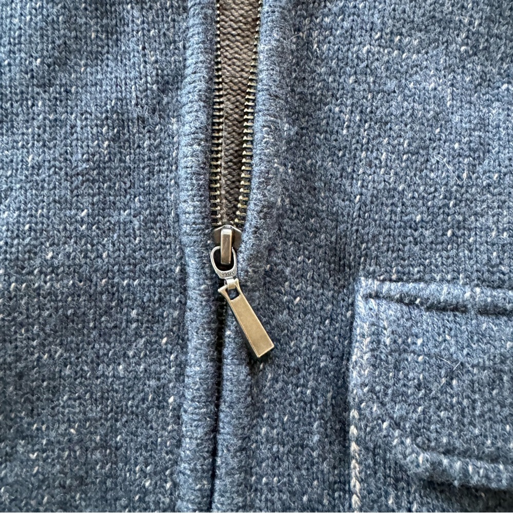 Front zip sweater jacket. Size small Wool blend Pockets Blue/tan Casual grandpa - Picture 5 of 8